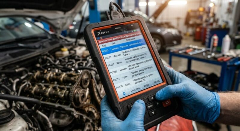 Цепь ГРМ на Volkswagen: когда лязг на холодную перестаёт быть мелочью 5 экран диагностического сканера со списком ошибок двигателя